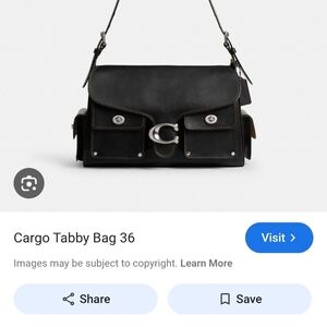 ISO Coach Tabby Cargo Bag 36 in Black with Silver Hardware